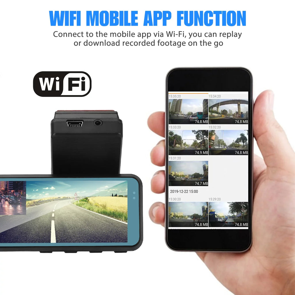 Wi-Fi Front and Rear Dual Dash Cam, EEEkit Car Dual Dash Cam with Night Vision, 170° and 140° Wide Angle, 3.16" Screen, Waterproof Car Driving Recorder Support Loop Recording, Parking Mode, G-Sensor