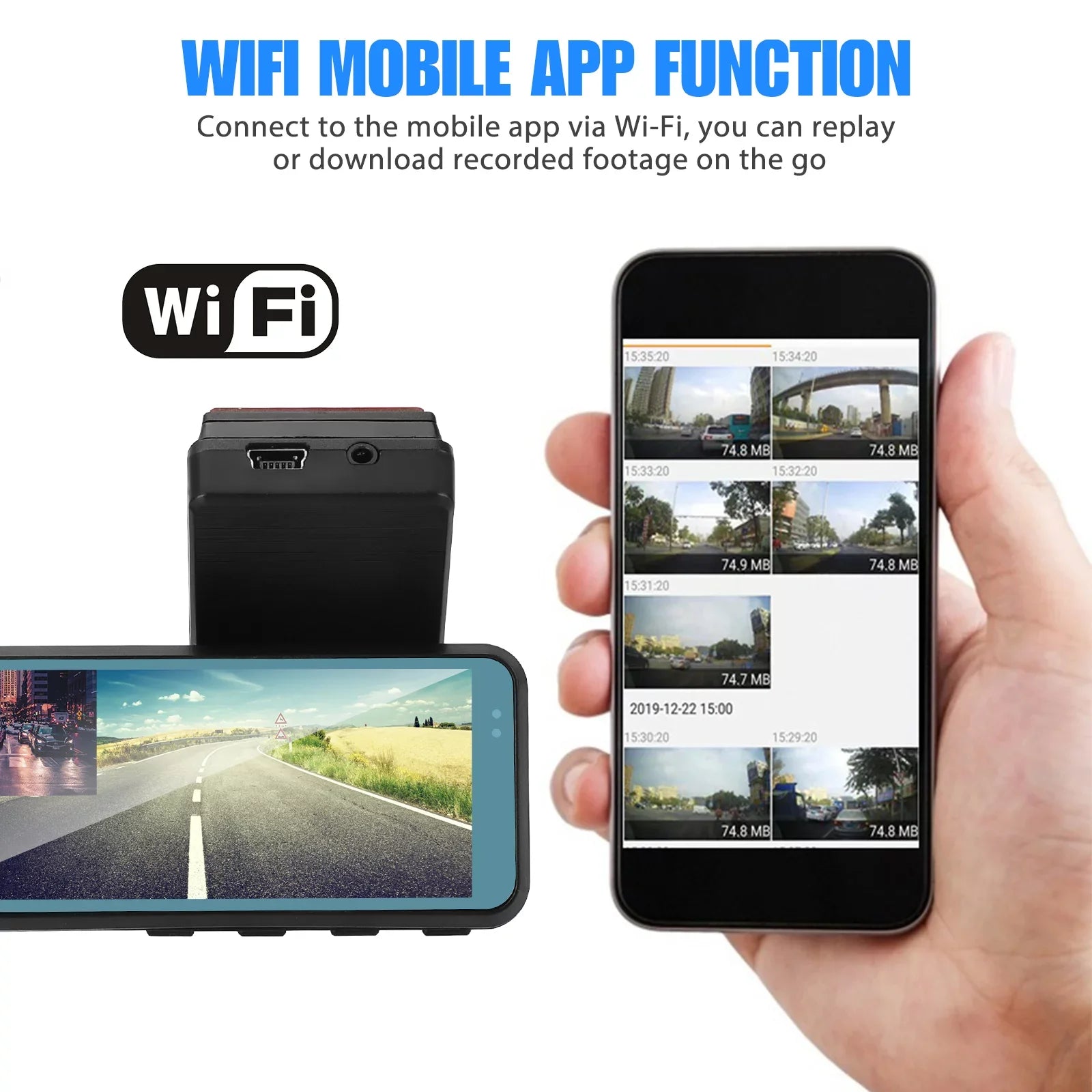 Wi-Fi Front and Rear Dual Dash Cam, EEEkit Car Dual Dash Cam with Night Vision, 170° and 140° Wide Angle, 3.16" Screen, Waterproof Car Driving Recorder Support Loop Recording, Parking Mode, G-Sensor