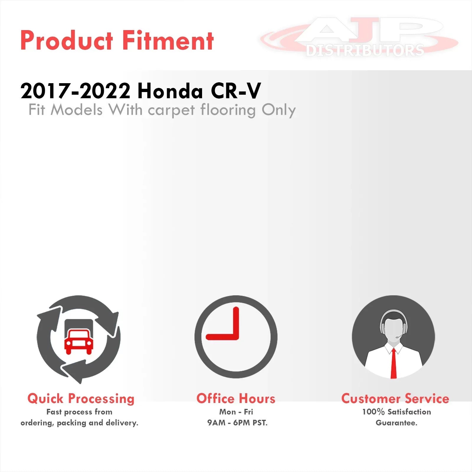 Distributors 3-Piece All Weather Season Proof Guard  Rubber Floor Mats Liner Front Rear Set Compatible/Replacement For Honda -V     2017 2018 2019 2020 2021 2022 17 18 19 20 21 22