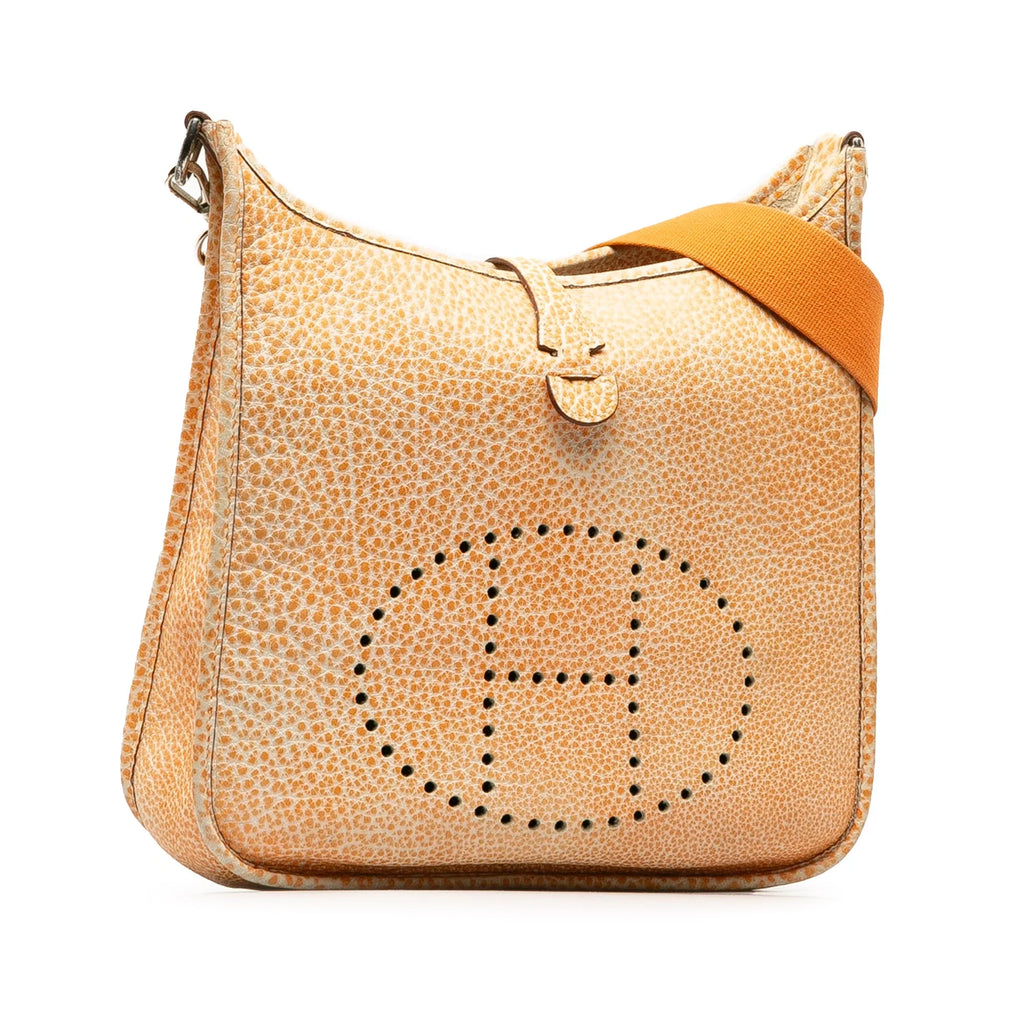 Pre-Owned Authenticated Hermès Dalmatian Buffalo Evelyne I  Calf Leather Orange Crossbody Bag Unisex (Good)