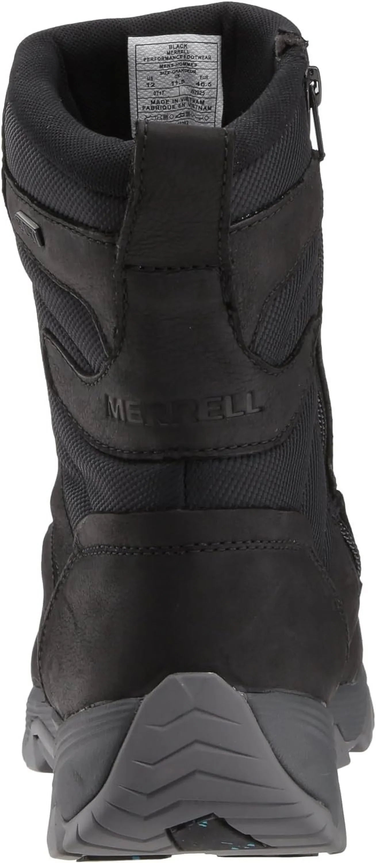 Merrell Men's  + 8" Zip Polar Waterproof Snow Boot, Black, 7 M