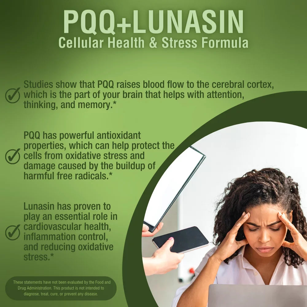 Carefast  Lunasin Vitality 20mg Pyroloquinoline Quinone, 10mg Bioactive LunaCell Supplement - Mitochondrial Biogenesis, Cellular Health & Stress Formula, Non- - 30 Dietary Capsules