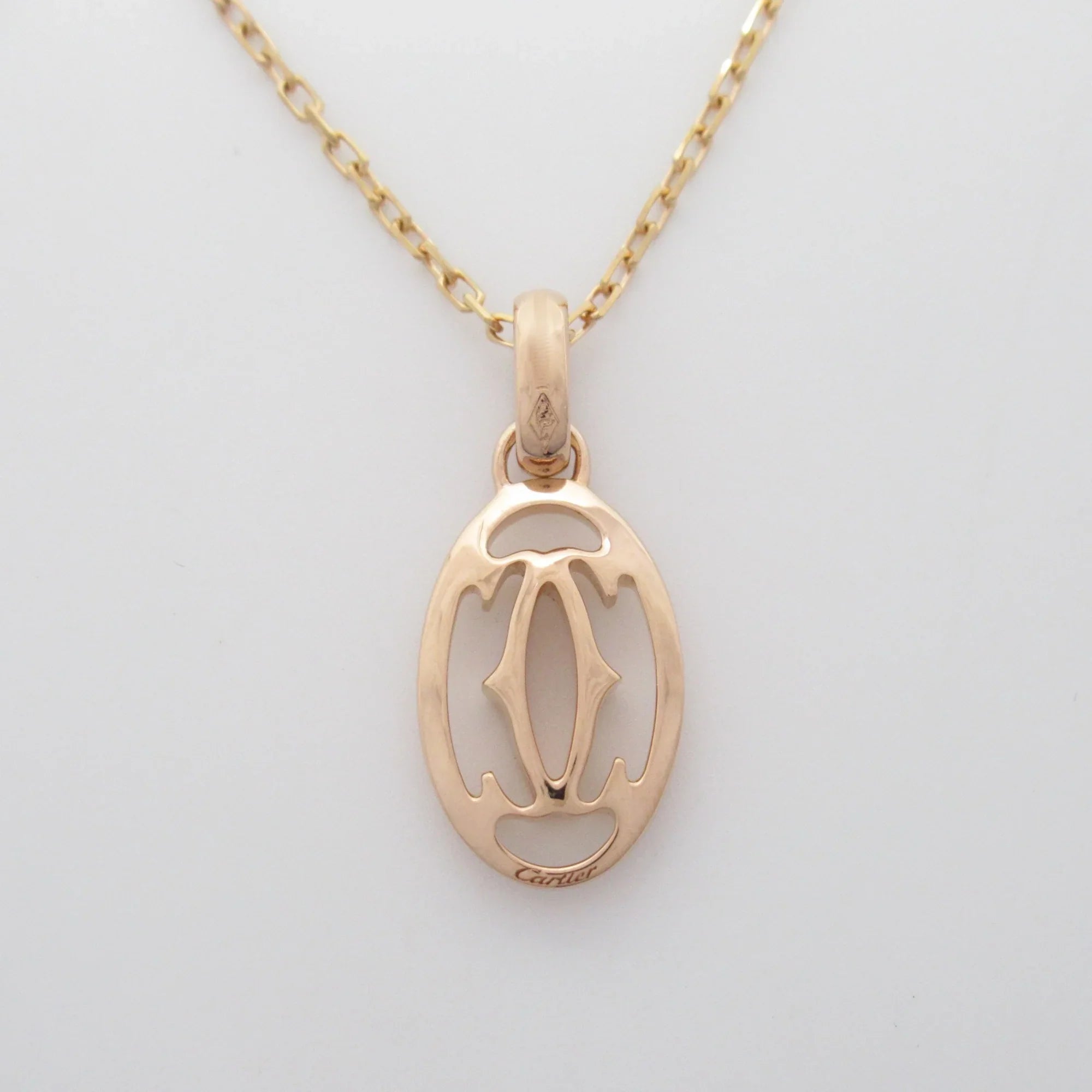 Pre-Owned  Logo double diamond Necklace Necklace Clear  K18PG(Rose Gold) Clear (Good)