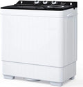 Twin Tub with Built-in Drain Pump XPB65-2288S 26Lbs Semi-automatic Twin Tube Washing Machine for Apartment, Dorms, RVs, Camping and More, White&Black