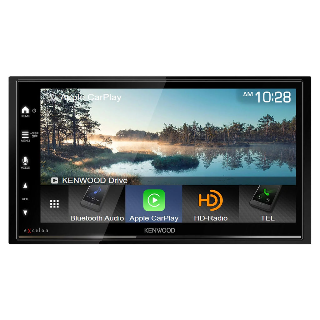 Kenwood DMX709S MultiMedia Receiver with -320LP Multi-Angle Rear View Camera with License Plate Mounting
