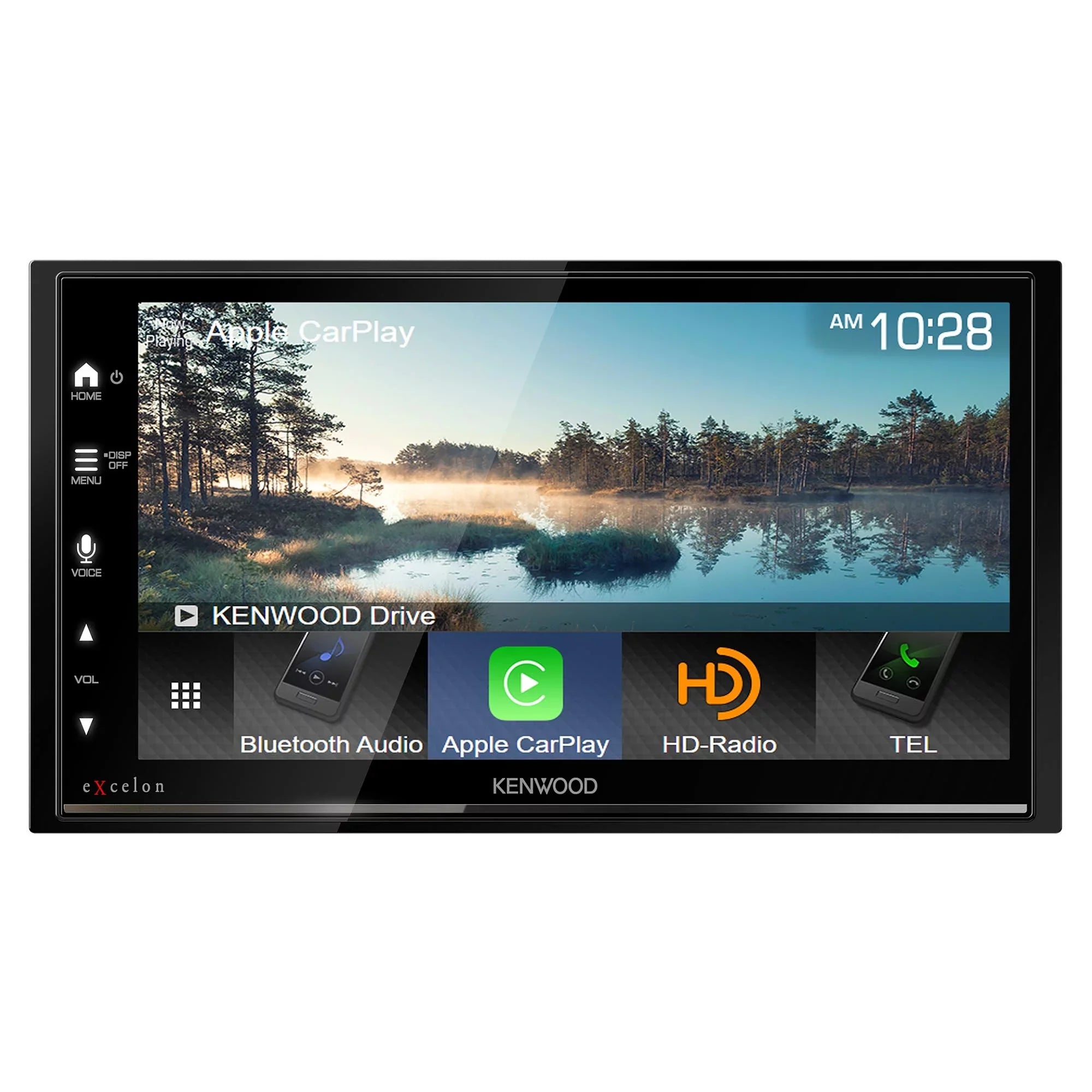 Kenwood DMX709S MultiMedia Receiver with -320LP Multi-Angle Rear View Camera with License Plate Mounting