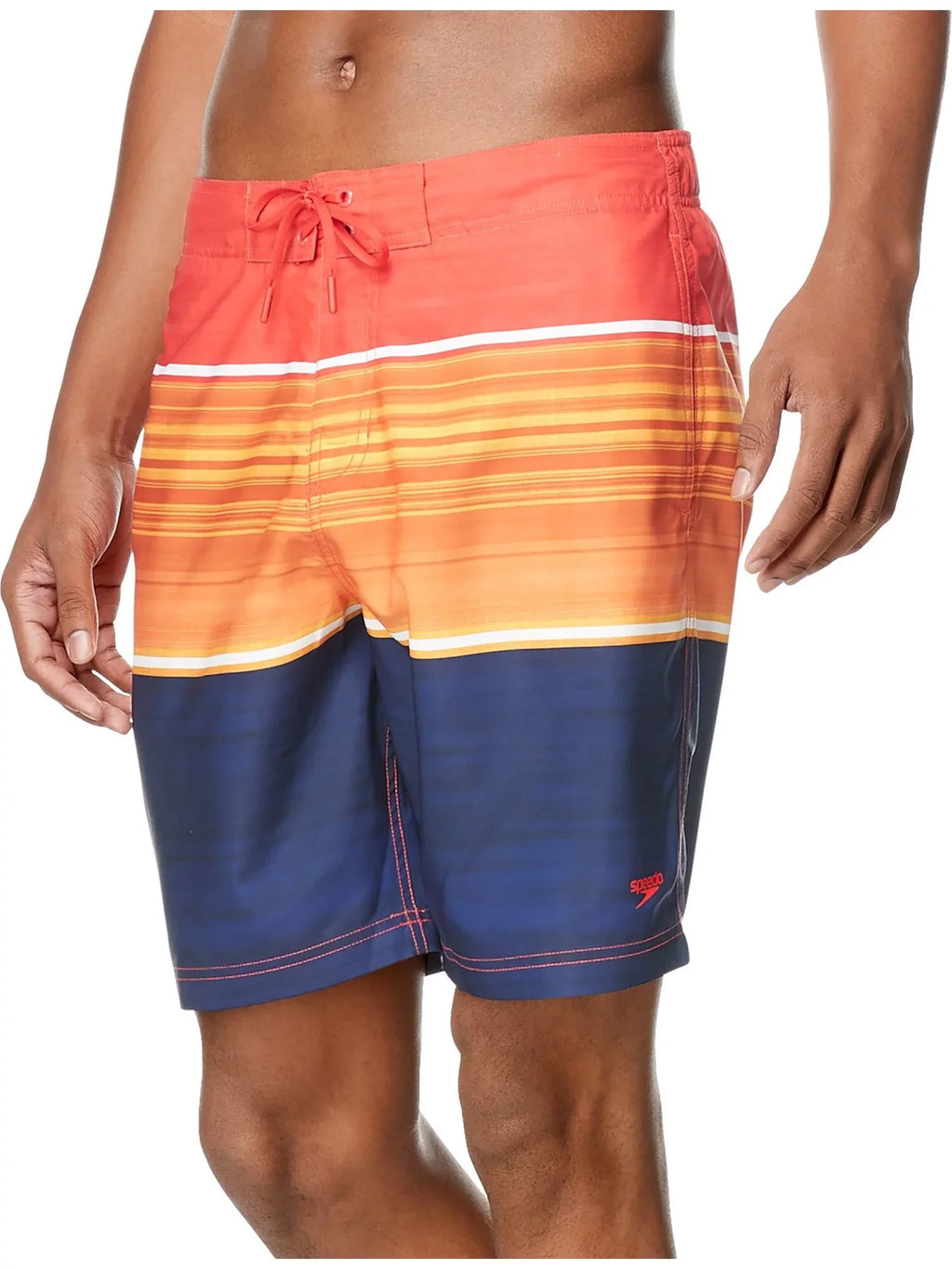 Mens Barrier Beach Orange Stretch Swim Trunks S