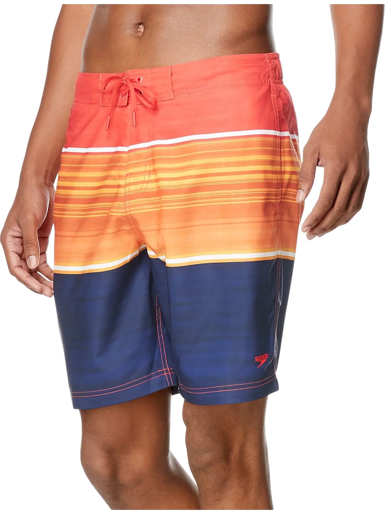 Mens Barrier Beach Orange Stretch Swim Trunks S
