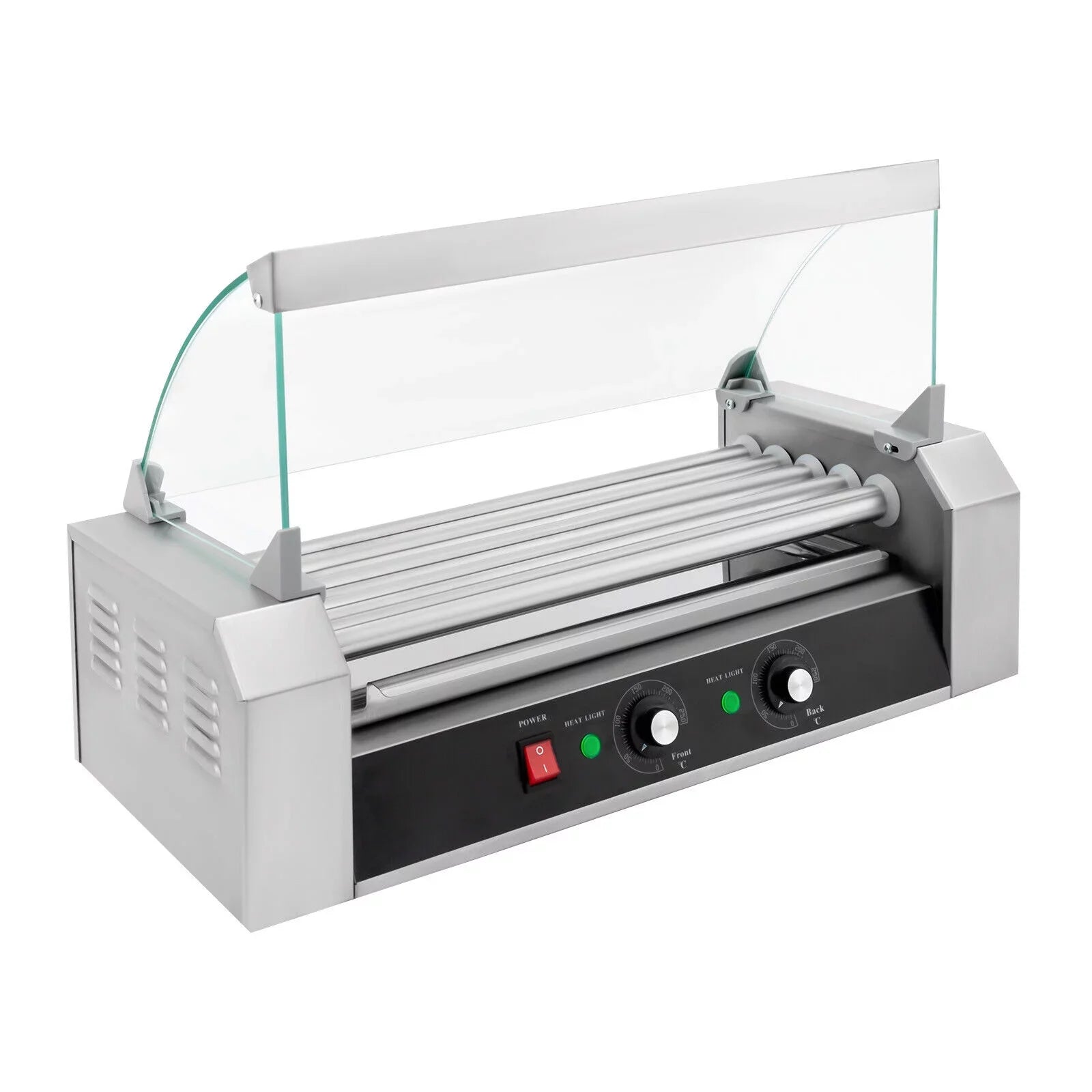 110V Sausage Grilling Machine Set 12-Hot Dog Holds 0-250℃ W/5 Stainless Rollers