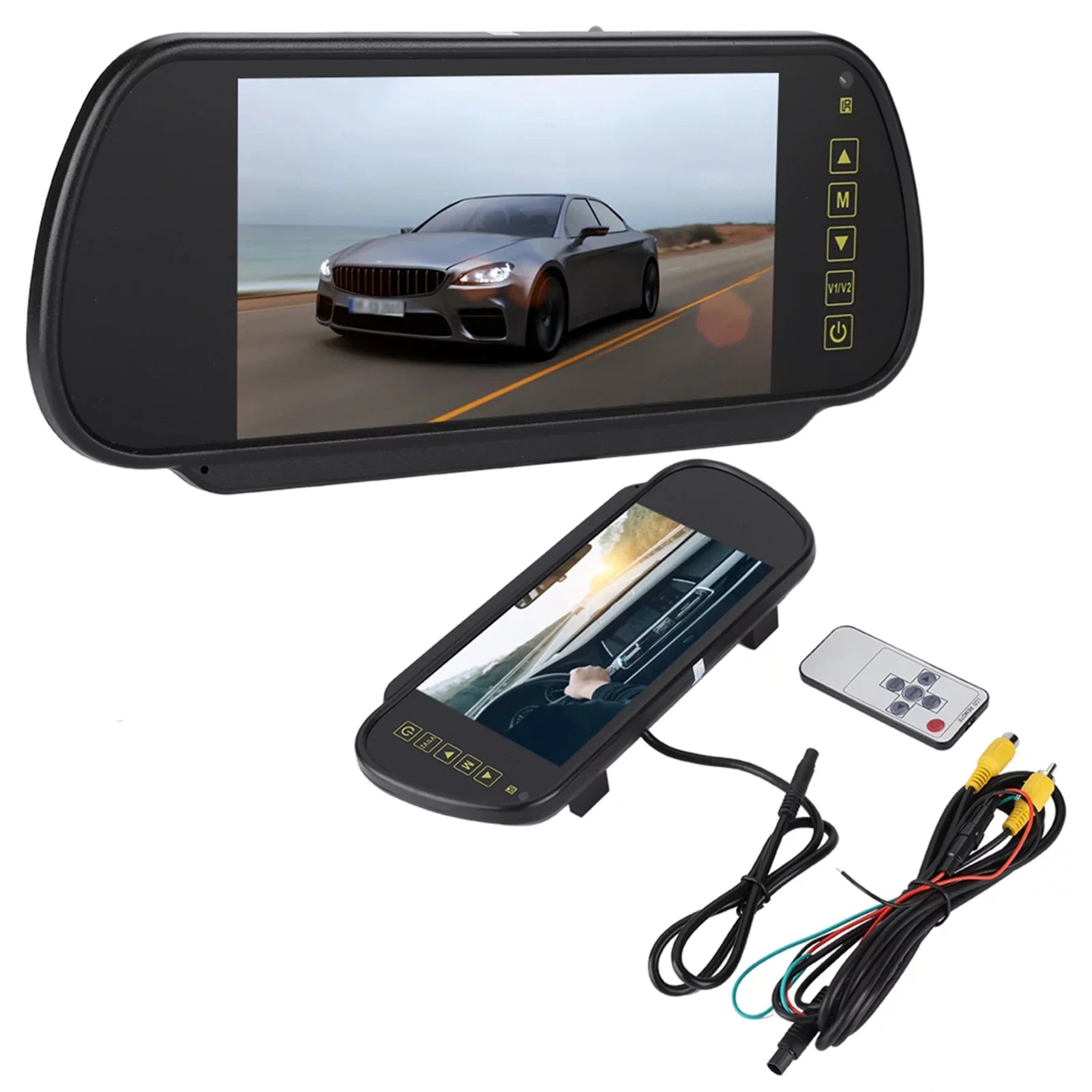 Lsaardth Car Rearview Mirror- 7inch Car Rearview Mirror  Auto Dimming Monitor Rear View Camera With Bracket