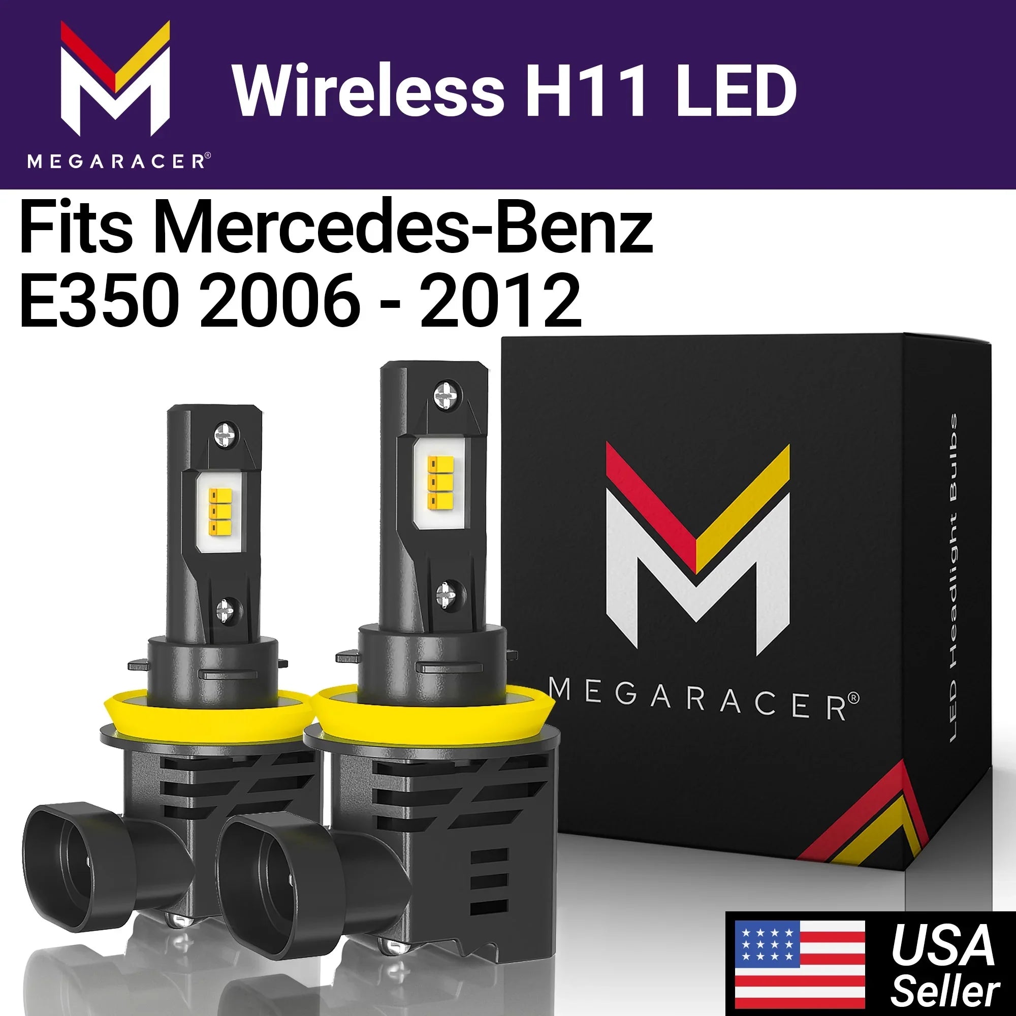 Mega Racer Mercedes-Benz E350 Wireless H11 H8 H9 H16  Headlight Bulbs 6500K Cool White 12V 50W 12000LM Mercedes-Benz E350 2006 2007 2008 2009 2010 2011 2012 06 - 12 Fog Light Automotive Replacement