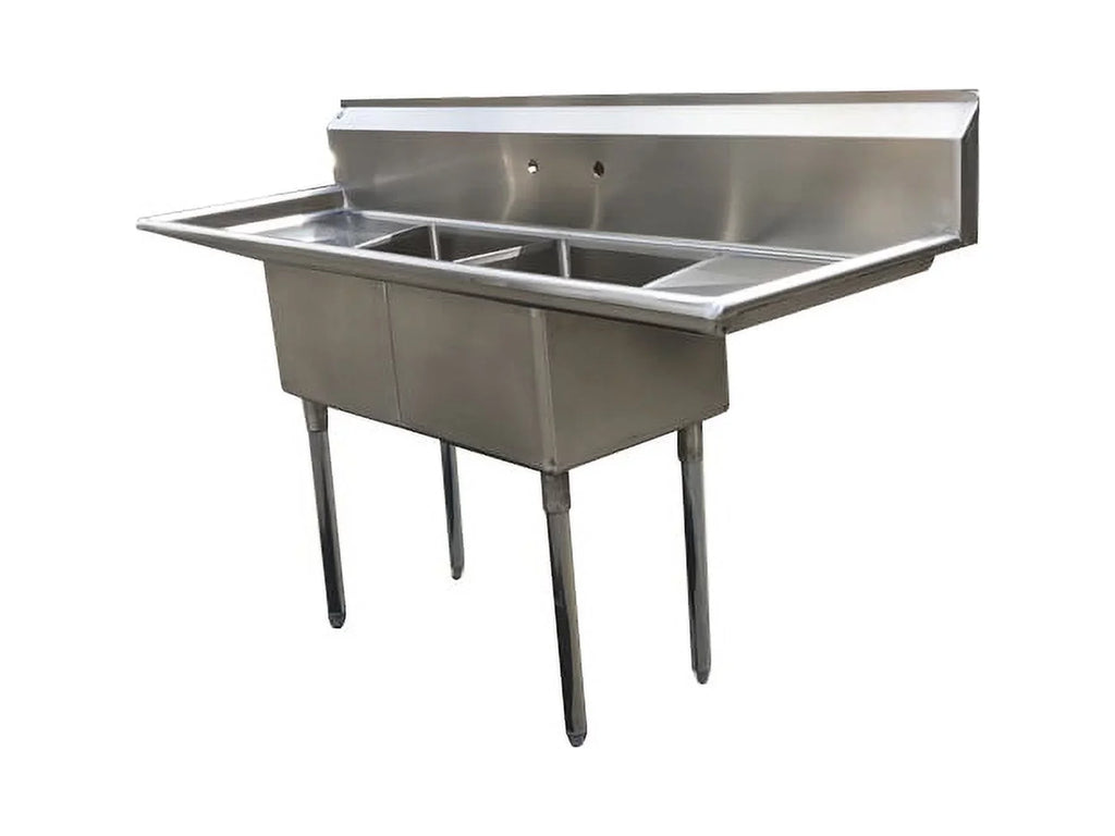 72" Stainless Steel Sink Two Compartment Commercial Kitchen Restaurant