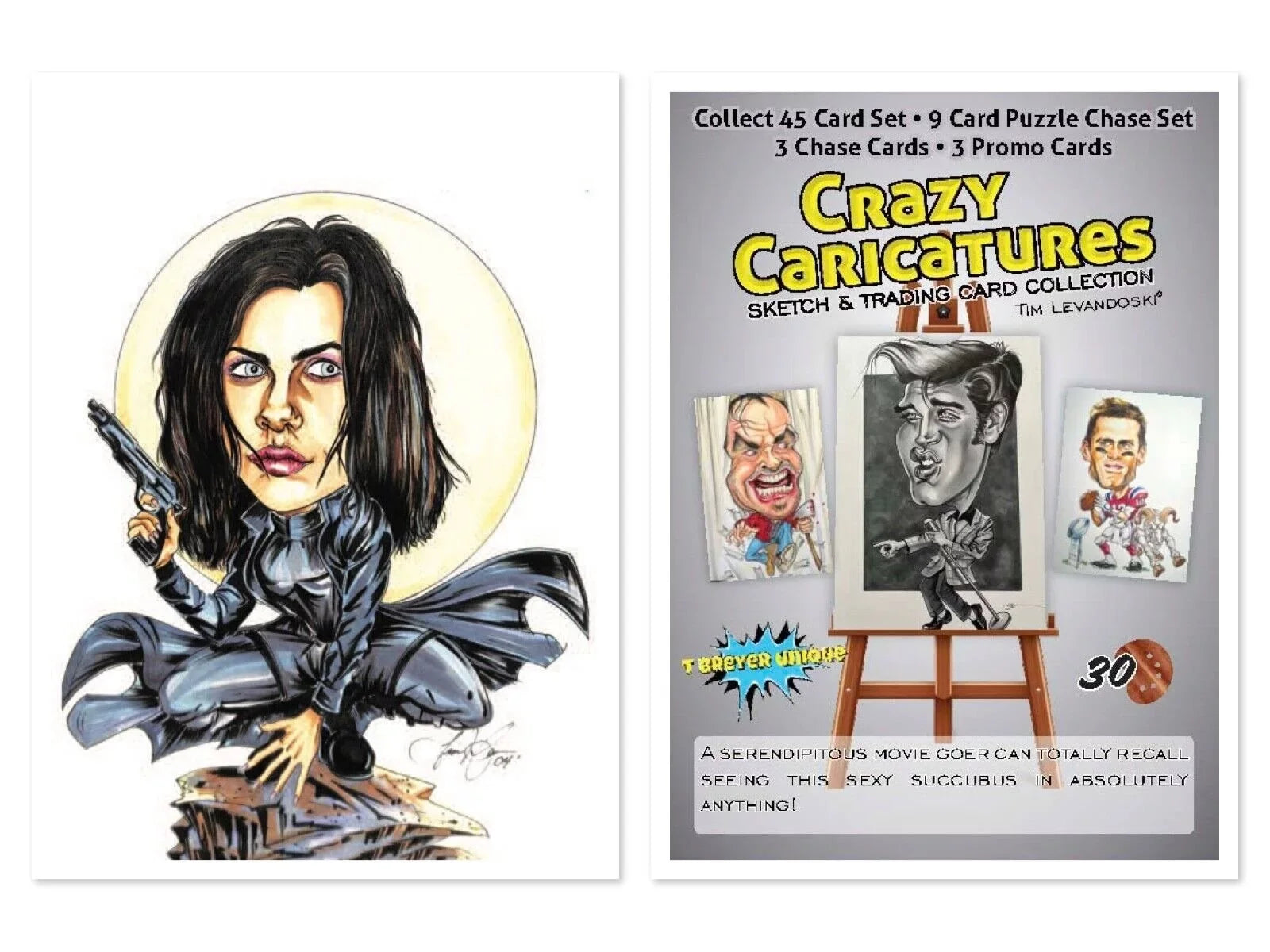 Crazy Caricatures Trading Card Artwork Kate Beckinsale by Tim Levandoski 11x14