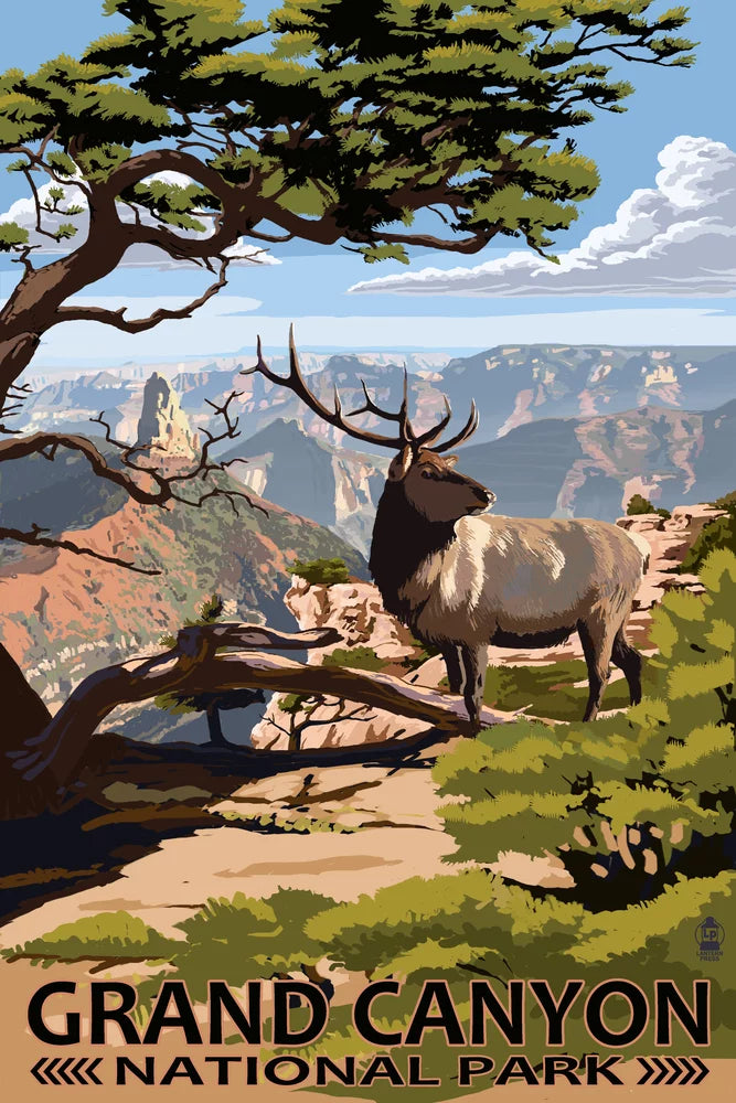 Grand Canyon National Park, Arizona, Elk and Point Imperial (19x27 inches, Premium 500 Piece Jigsaw Puzzle for Adults and Family, Made in )