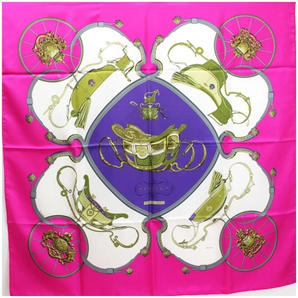 Pre-Owned Hermes Scarf Carre 90 "" Springs Pink  | For Ladies (Good)