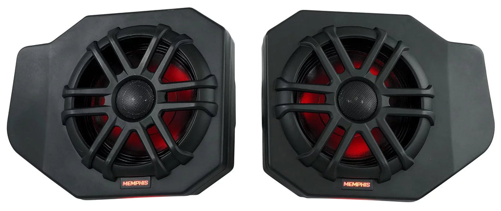 Pair Memphis Audio RNGR65FE Pods+ Tower Speakers+Amp For 2018+ Polaris Ranger