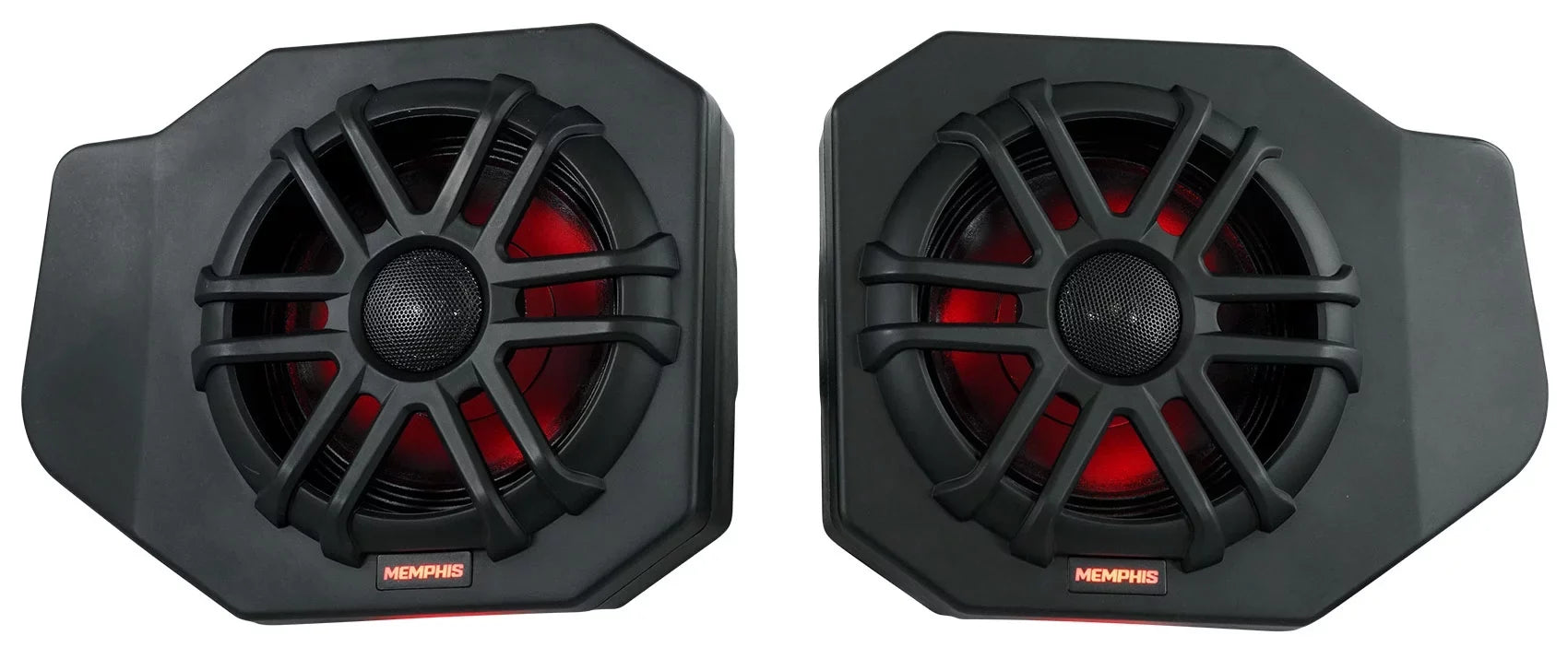 Pair Memphis Audio RNGR65FE Pods+ Tower Speakers+Amp For 2018+ Polaris Ranger