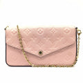 Pre-Owned   Louis Vuitton Monogram Implant Pochette Felicie M67856 Chain Wallet Bag Pink G Hardware Gold Rose Ballerine Women's (Fair)