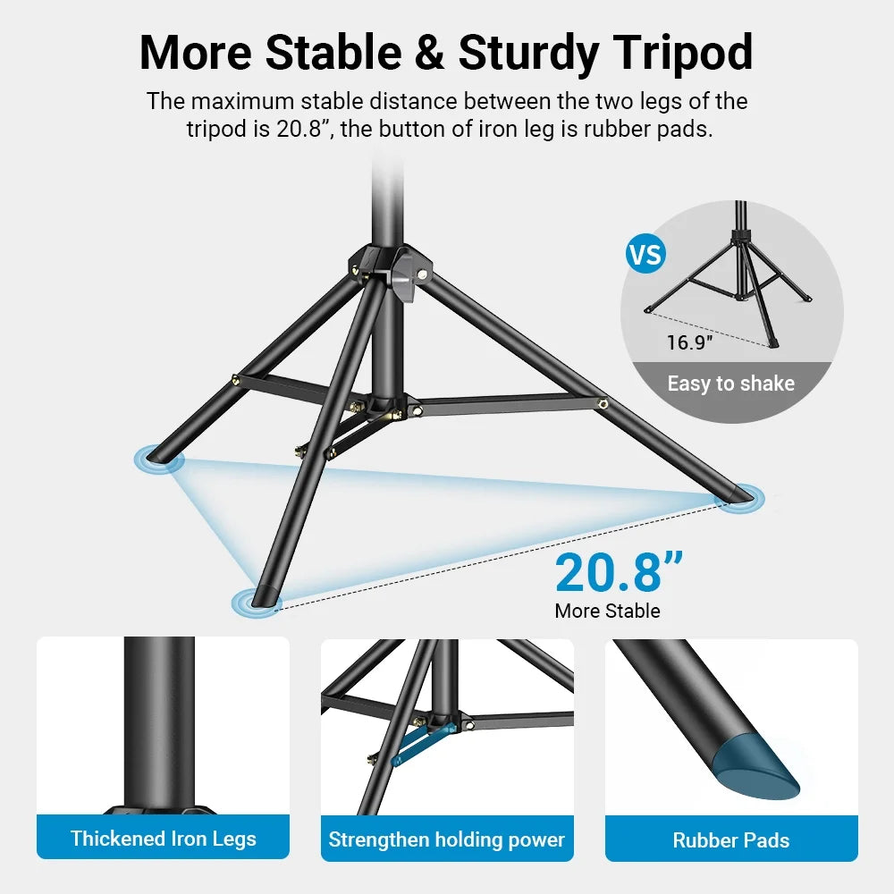 Apexel 2 in 1 Selfie Stick Tripod, Extendable Aluminum Alloy Stand with Remote Shutter, Smartphone Camera Vlog Selfie Group Photo Taking, Live Streaming Video Recording Phone