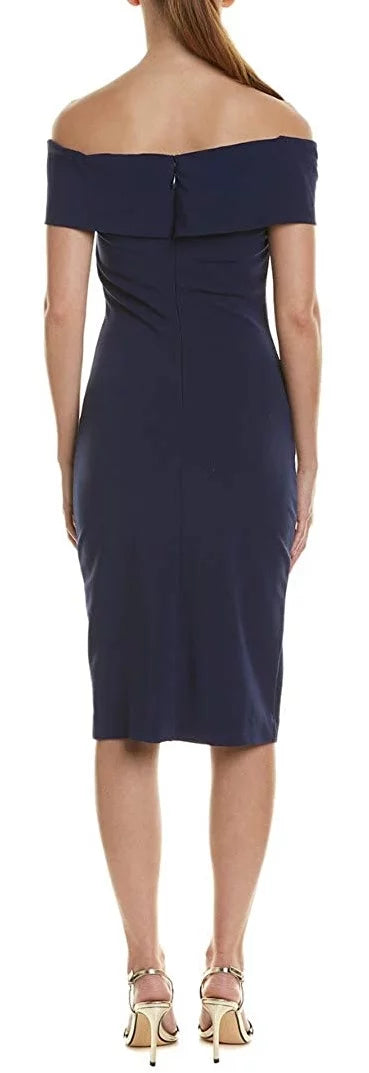 Nicole Miller Artelier  Structured Twist Off Shoulder Dress,  Small