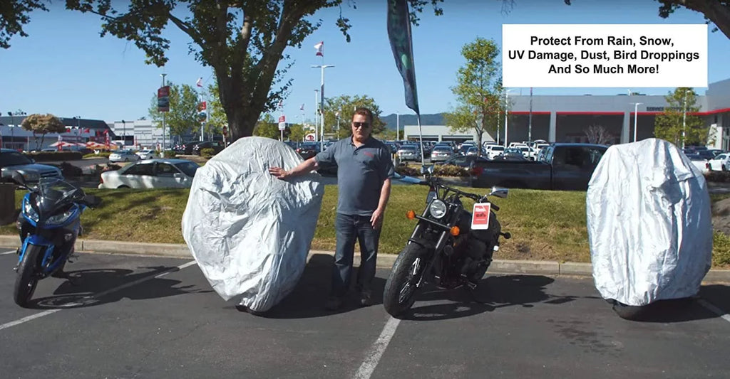 Weatherproof Motorcycle Cover Compatible With 2017 Moto Guzzi V7 Ii Stone Abs Grigio Intenso - Outdoor & Indoor - Protect From Rain Water, Snow, Sun - Securing Straps - Durable Material - Storage Bag