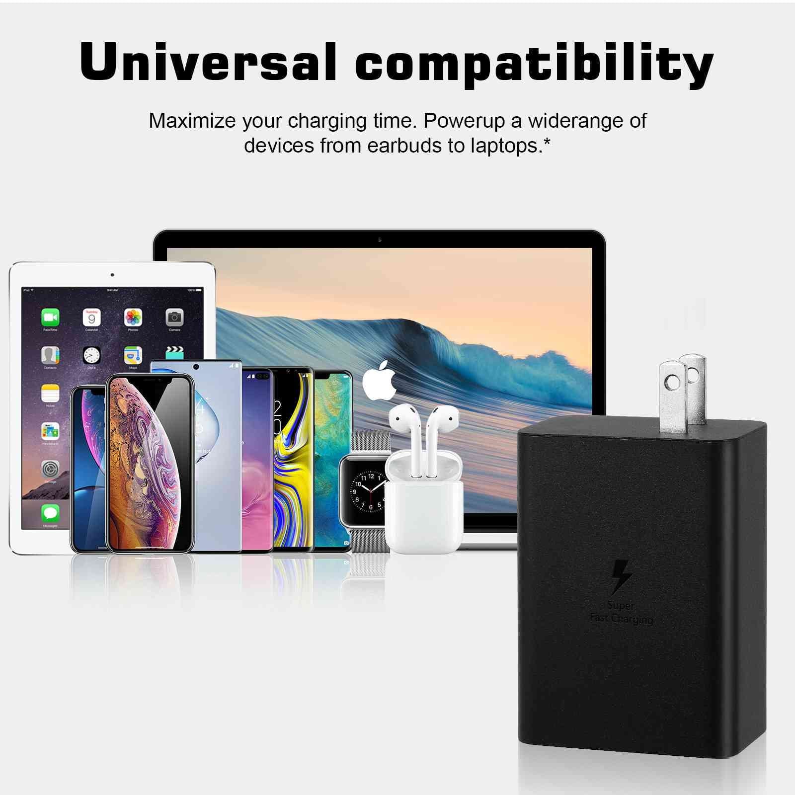 65W Fast Travel Charger with 3 Ports -  & Dual -C - High-Speed Charging for Laptops, Phones vivo Y17/X27 Pro/S1 (China)/X27/iQOO iPhone, Samsung Galaxy, Google Pixel, MacBook, Steam Deck