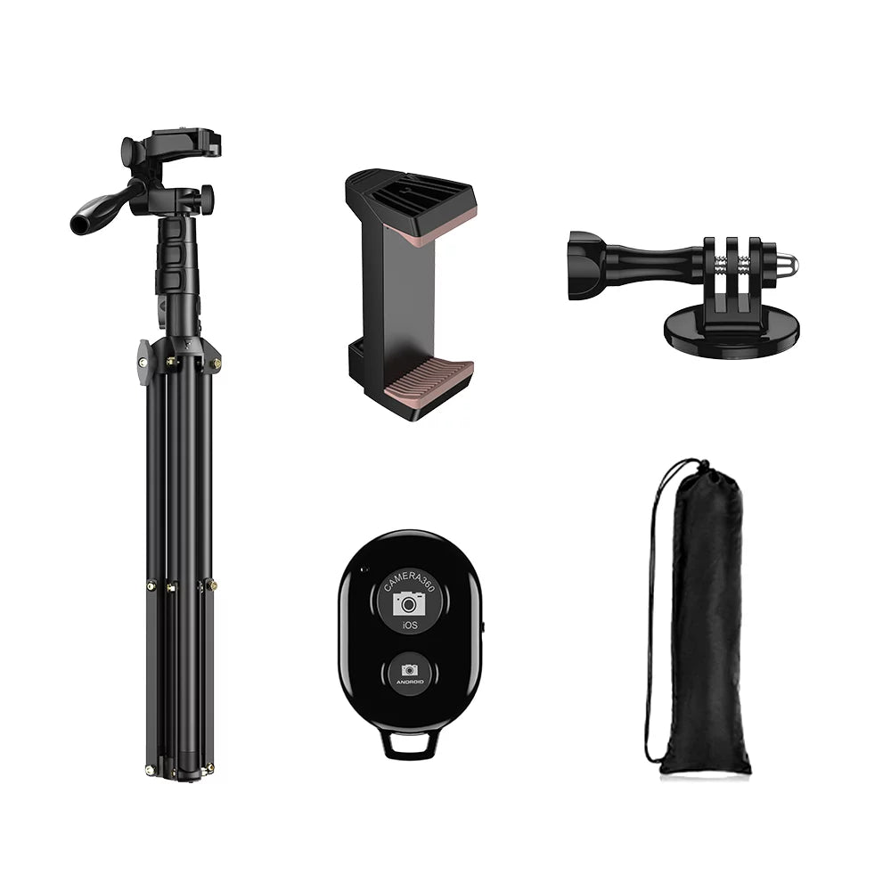 Apexel 2 in 1 Selfie Stick Tripod, Extendable Aluminum Alloy Stand with Remote Shutter, Smartphone Camera Vlog Selfie Group Photo Taking, Live Streaming Video Recording Phone