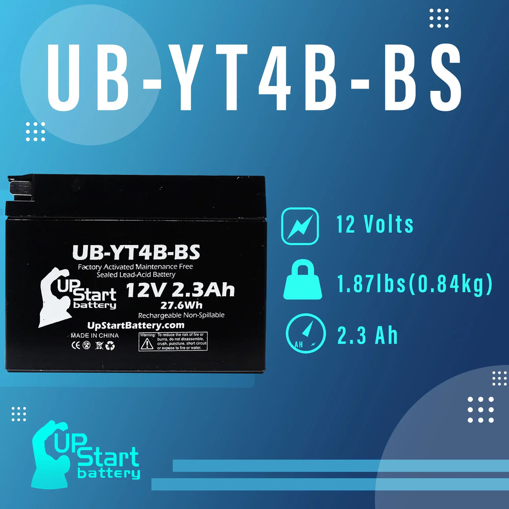 3-Pack UpStart Battery Replacement for 2012 Yamaha SR400 () 400CC Factory Activated, Maintenance Free, Motorcycle Battery - 12V, 2.3Ah, -YT4B-