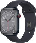 Restored Apple Watch Gen 8 Series 8 Cell 45mm Midnight Aluminum Midnight Sport Band MNVL3LL/A (Refurbished)