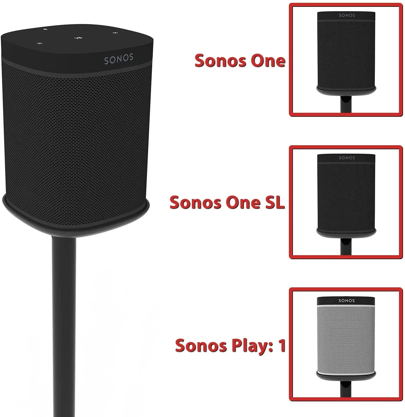 Eximus Fixed Height Speaker Floor Stand for Sonos One and Sonos One  and Sonos Play:1 - Cable Management Built In -