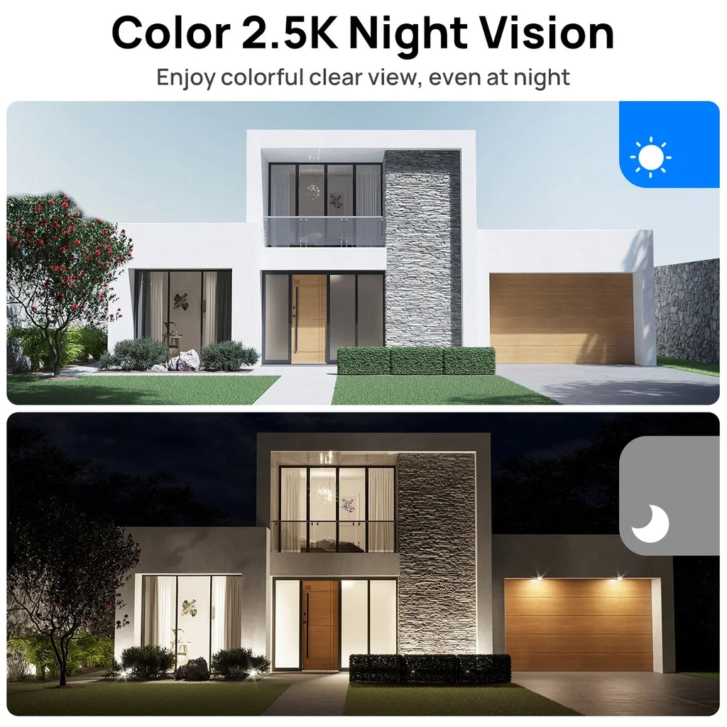 System 2Pcs 4MP Rechargeable Battery WiFi   Camera Kit with Solar Panels,4CH Base Station,Wireless Technology,Night Vision,Motion Detection