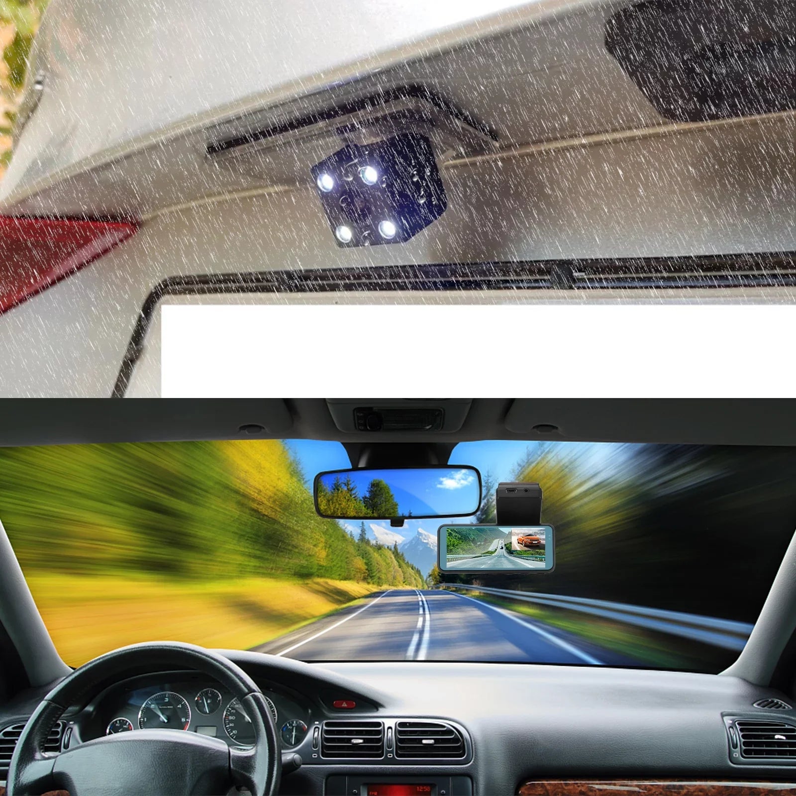 Wi-Fi Front and Rear Dual Dash Cam, EEEkit Car Dual Dash Cam with Night Vision, 170° and 140° Wide Angle, 3.16" Screen, Waterproof Car Driving Recorder Support Loop Recording, Parking Mode, G-Sensor