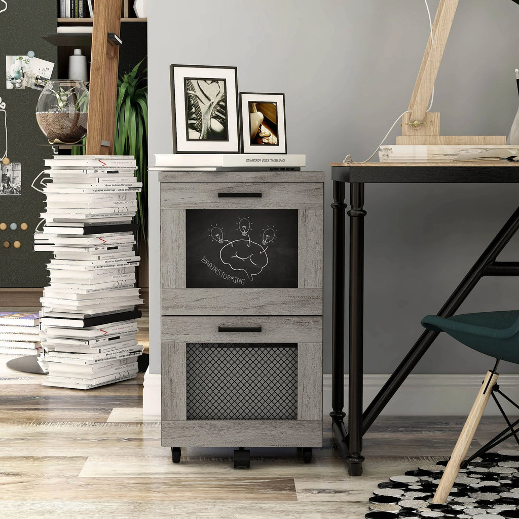 Denhour   Rustic Grey 2-Drawer File Cabinet by