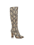 Aqua Womens Maria Leather Block Heel Knee-High Boots Beige 7.5 Medium