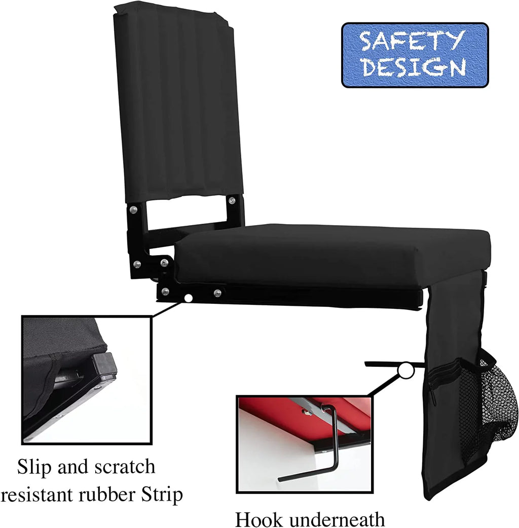 CozyBox 2-Pack of Stadium Seat for Bleachers with Padded Cushion Foldable Stadium Chairs with Strap and Cup Holder
