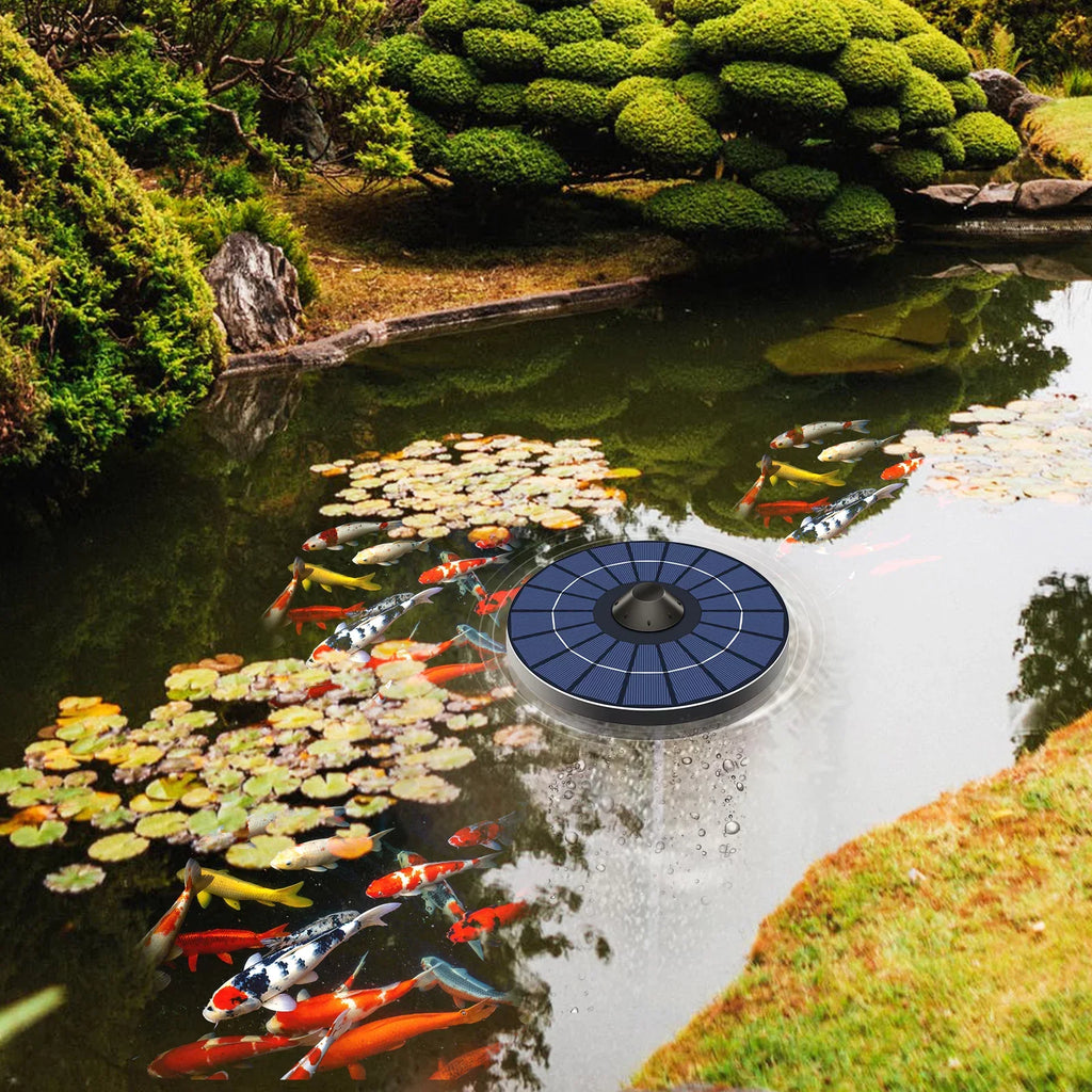 Solar Pond Aerator Pump With Air Hose and Bubble Stone Pond Aerator Fish Tank Oxygenator for Birdbath Fountain Small Pond Circulation