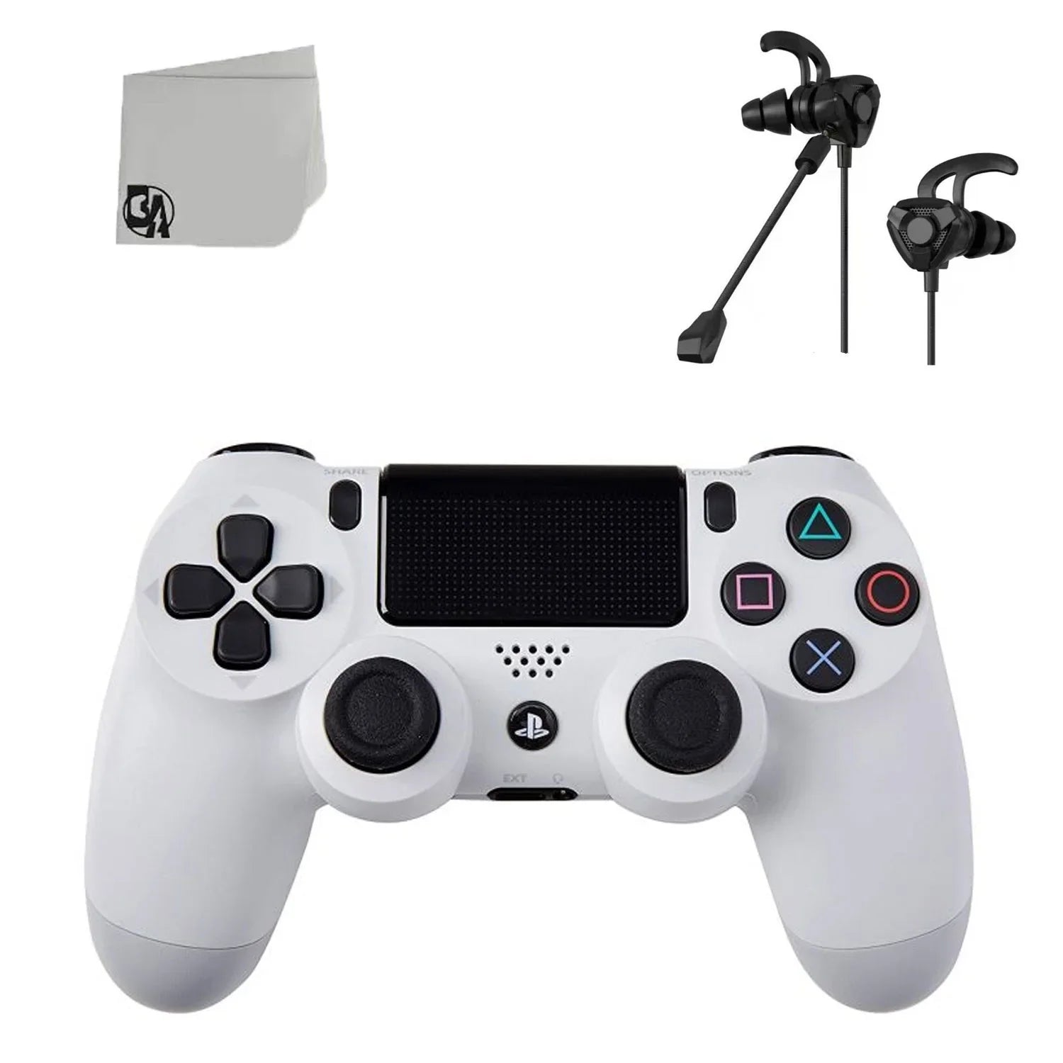 PS4 DualShock Wireless Controller Bundle - White - With Earbuds Like New with
