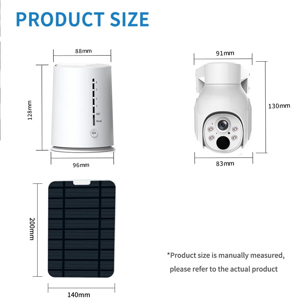 System 2Pcs 4MP Rechargeable Battery WiFi   Camera Kit with Solar Panels,4CH Base Station,Wireless Technology,Night Vision,Motion Detection