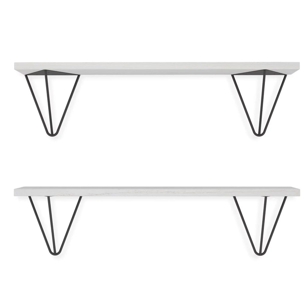 Wallniture Colmar 24" Bathroom Wall Shelf Over The Toilet Storage Organizer Laundry Room Floating Shelves, White, Set of 2