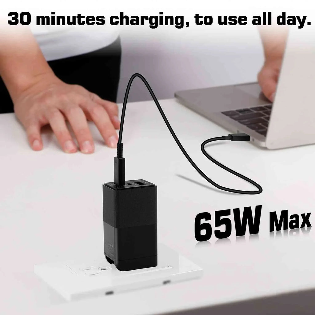 UrbanX 65W Fast Travel Charger with 3 Ports -  & Dual -C - High-Speed Charging Compatible with Coolpad Cool S1, iPhone, Samsung Galaxy, Google Pixel, MacBook, Steam Deck, Laptops & Phones