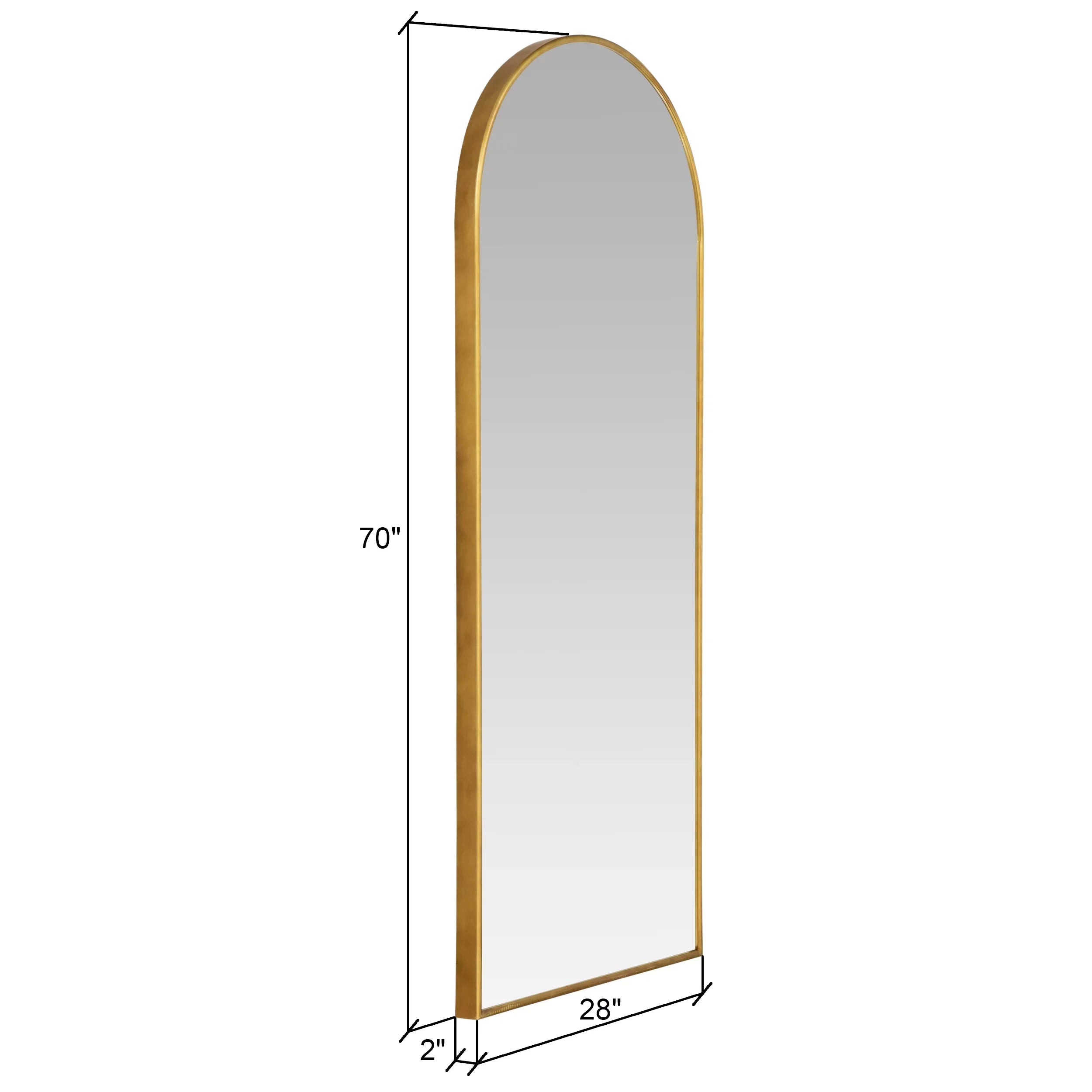 Nadia Arch Gold Metal 70"x28" Modern Glam Floor Mirror