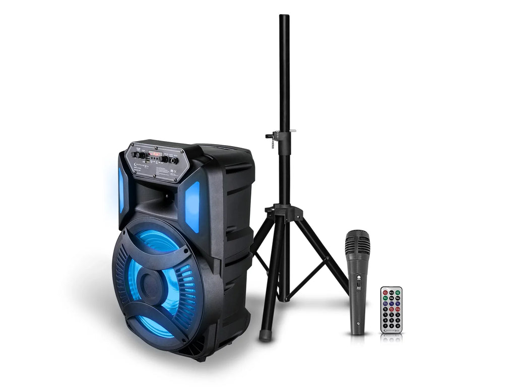 Technical Pro Rechargeable 12 Inch Bluetooth  Speaker,  Radio, iPod/ iPhone Compatible,  Woofer, Playback controls, Rech