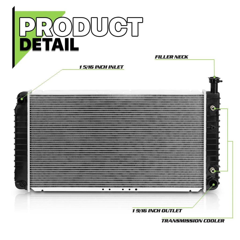 Magshion 2044 Aluminum Radiator  Replacement for Chevrolet Cargo Van (1997-1999), Savana 1500/2500 (1996-2002) 4.3L 5.0L 5.7L