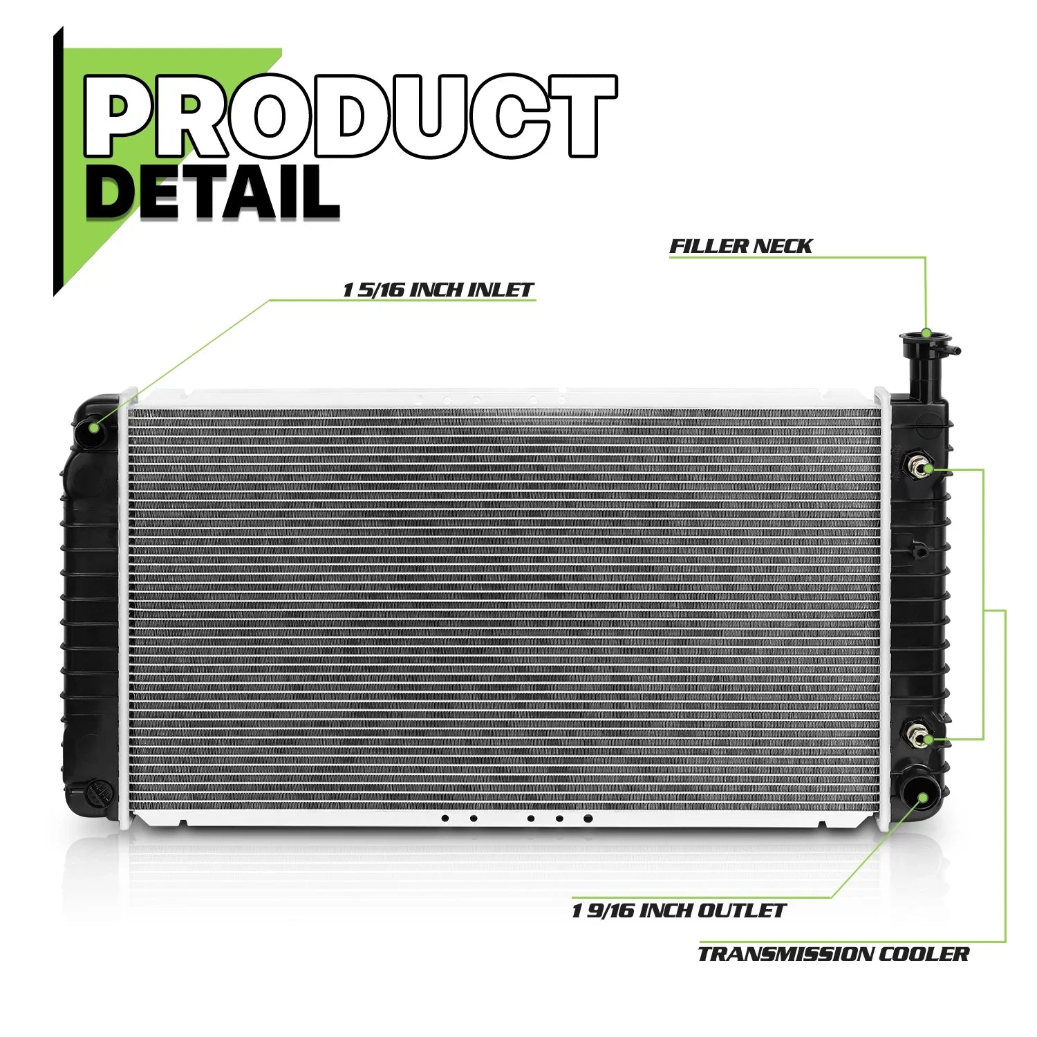 Magshion 2044 Aluminum Radiator  Replacement for Chevrolet Cargo Van (1997-1999), Savana 1500/2500 (1996-2002) 4.3L 5.0L 5.7L