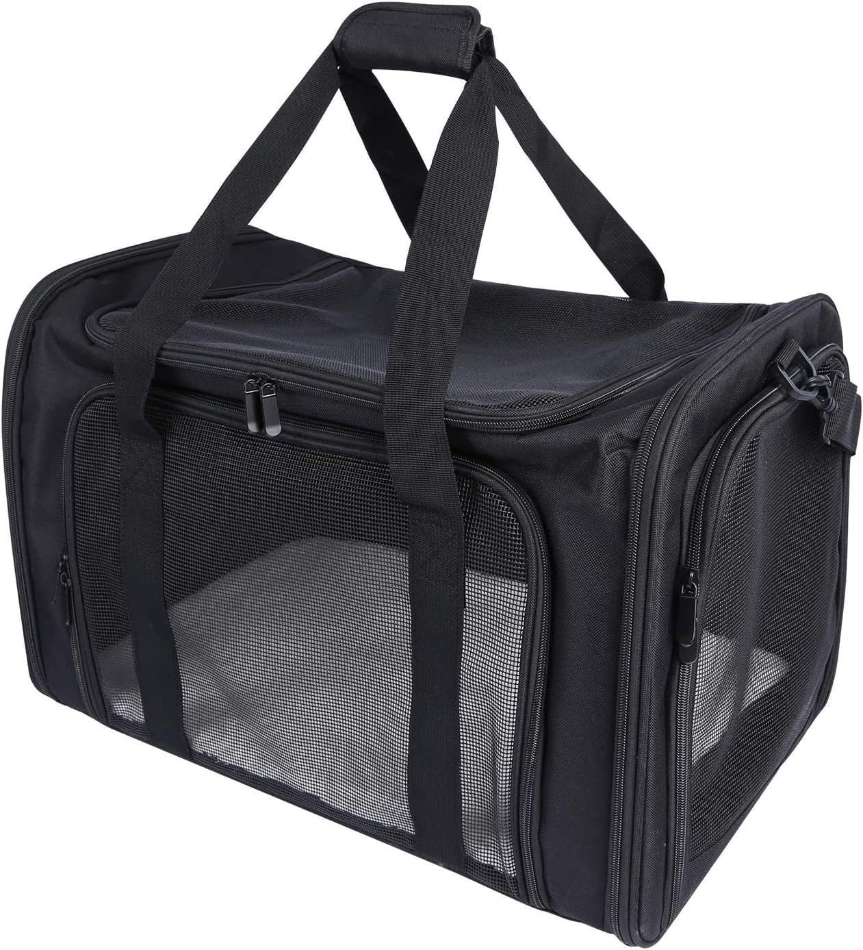 Lineslife Dog Carrier Bag for Medium Dogs 25 lbs, Collapsible Large Pet Cat Carrier Bag for Medium Cats or 2 Small Cats Puppy Car Traveling, Black