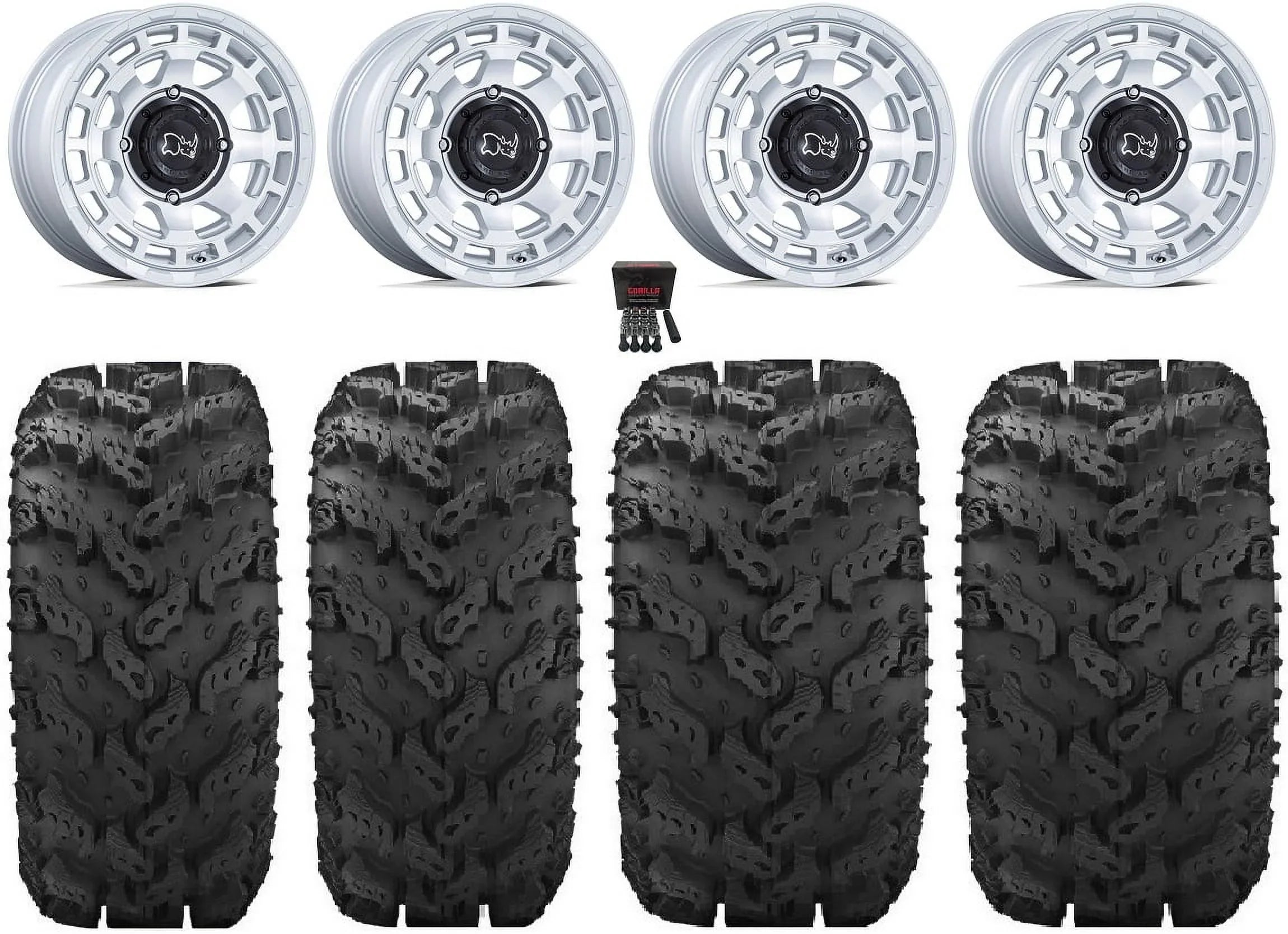 Black Rhino Chamber 14" Wheels Si 27" Reptile Tires Kawasaki Mule Pro