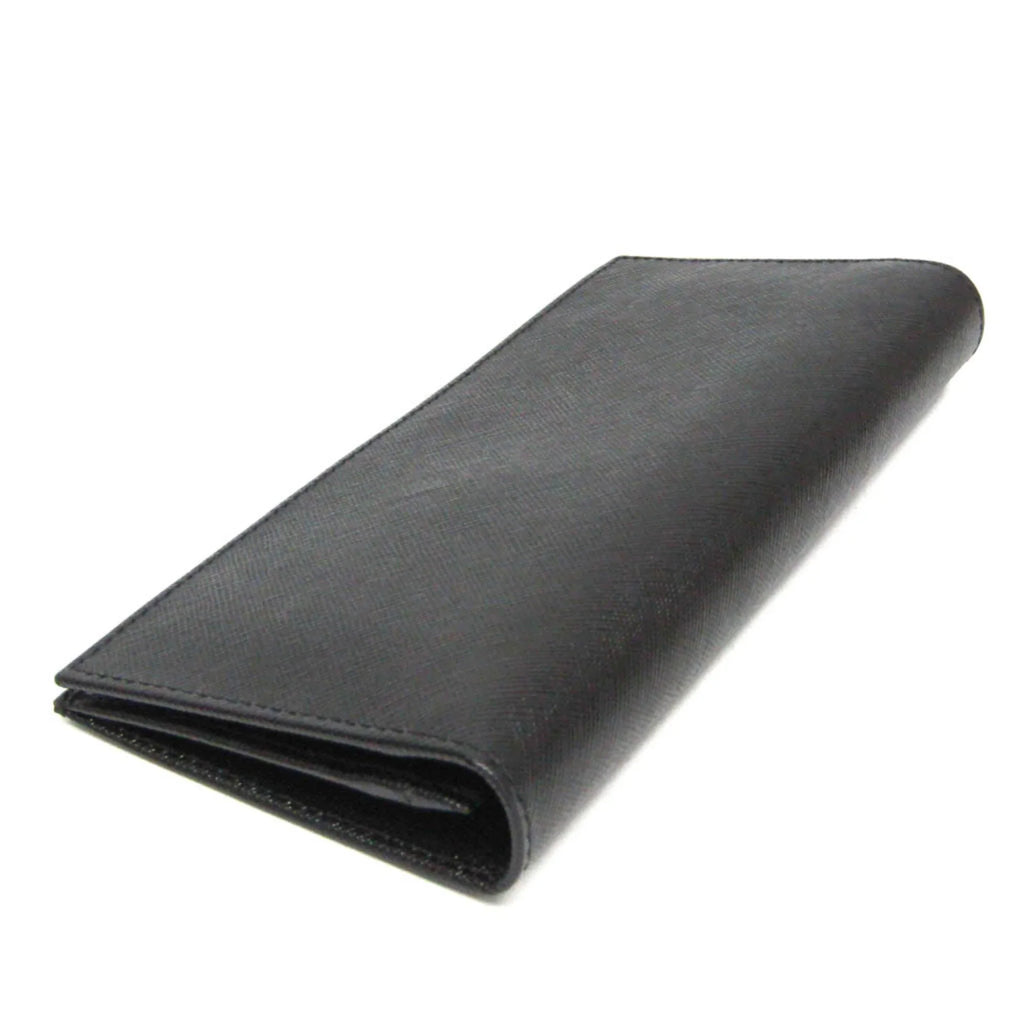 Pre-Owned Prada Saffiano 2M0836 Men's Leather Long Wallet (bi-fold) Black (Good)