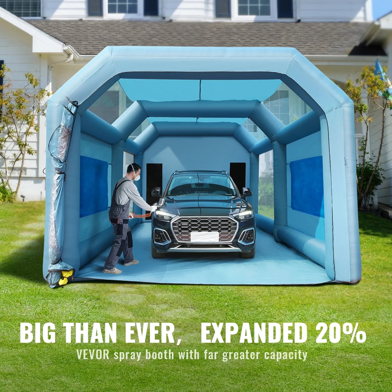 Inflatable Paint Booth 26x15x11ft Inflatable Spray Booth Car Paint Tent with 750W+950W Filter System Blower