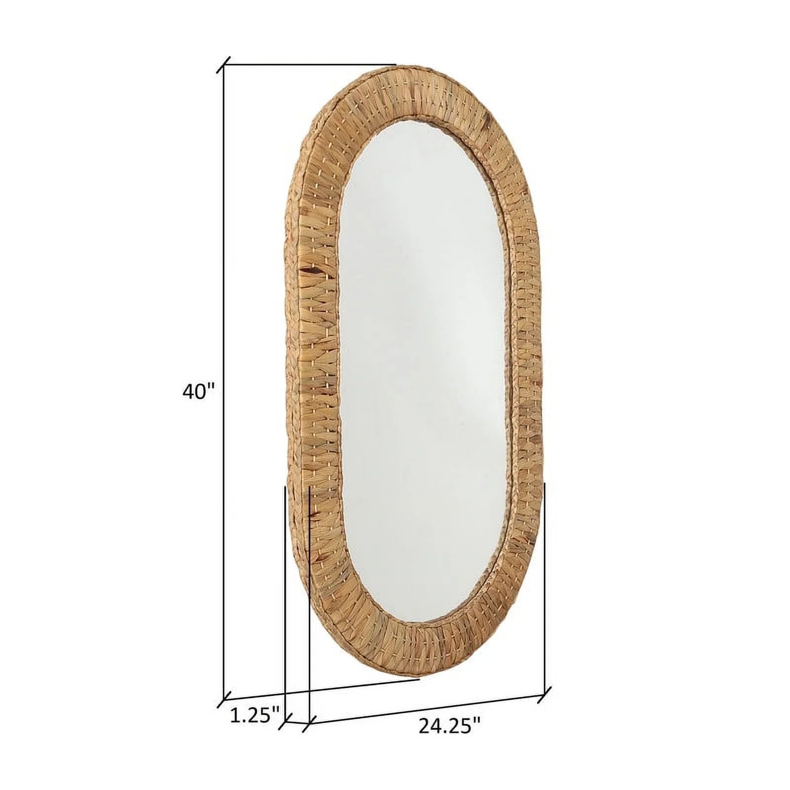 Oasis Grass Oval Rattan Woven Boho Wall Mirror