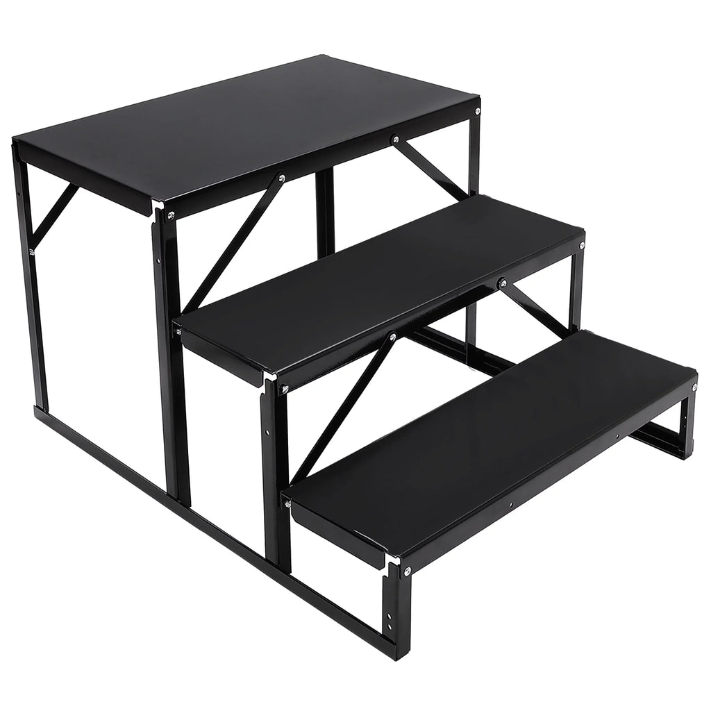 Universal 3 Steps Stairs Steel for  Travel Trailer Camper Trailer W/ Side Load Hand-railing Armrest Hand Rail